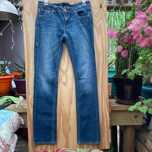 ANA Women's Blue Embroidered Jeans, Size 6